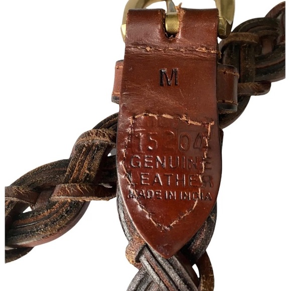 Woman’s Brown Classic Braided Belt Genuine Leather Buckle 1" Wide |Size M - Picture 6 of 9